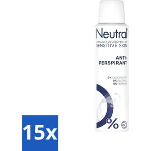 Neutral - Deodorant Spray - Anti-perspirant - Gevoelige Huid - 0% Kleurstof, Parfum & Alcohol - 150 ml - Bulkverpakking - 15 stuks