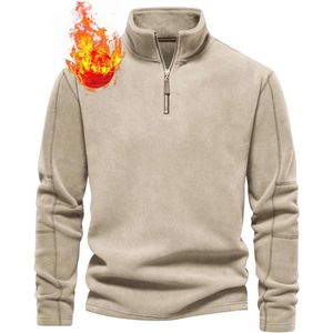 Heren fleece sweatshirt 1/4 rits trui met coltrui | Warme en zachte top voor mannen