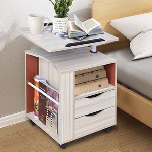 Gran Vida - Nachtkastje - Wit Esdoorn - Met Wielen - In Hoogte Verstelbaar - 2 Laden