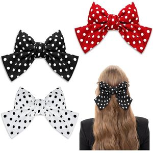 Polka Dot Boog Haar Clips - Grote Haar Strik Franse Barrette Bevestigingsmiddel - Set van 3 Accessoires voor Vrouwen Meisjes