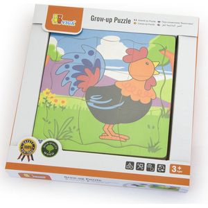 Viga Toys Lagenpuzzel Groeiende Kip 21-delig