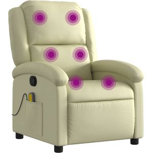 vidaXL - Massagestoel - Crèmekleurig - Echt Leer