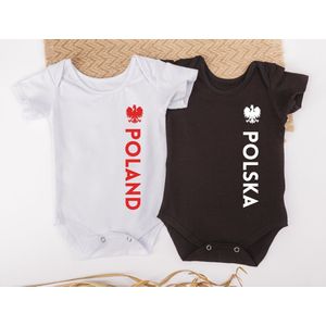 Polska - Polska - Poland - Polen ROMPER- Polska - WIT Body's & Rompers van 100% Katoen voor BABY Polen - 6 MANDEN