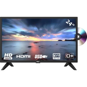 HKC 24F1D-DVD 24 inch TV (60 cm) met geïntegreerde DVD-speler, Dolby Audio, TripleTuner DVB-C / T2 / S2, CI+, VGA PC Aansluiting, HDMI, USB, digitale audio-uitgang, Hotel Mode inbegrepen