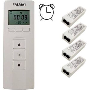 PALMAT® Handige Jaloezieën Afstandsbediening met 4 Ontvangers– Gordijn- en Rolluik Schakelaar – 4 Kanaal Timerfunctie – 2 jaar Batterijduur - Wit