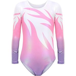 Meisjes Turnpakje Lange Mouwen Balletdanskleding Roze voor 3-4 Jaar