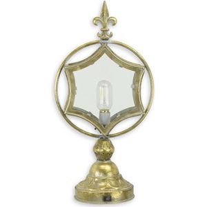 Tafellamp - klassieke lamp - messing - glazen kap - 54 cm hoog