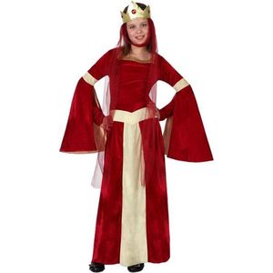 Rood met goud koninginnen kostuum voor meisjes - Verkleedkleding - Maat 122/134