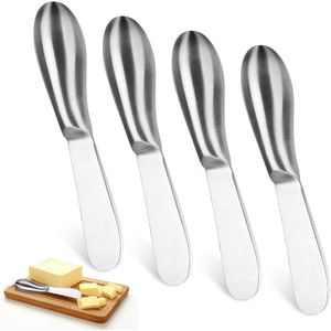 Butter Knives Set - Pack of 4 Small Stainless Steel Cheese, Dessert, Bread, Table, Jam Knife - Kitchen Cutlery for Butter, Cheese, and Pastry Preparation 13.5 x 2