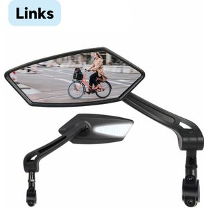 EasyDo - Fietsspiegel Ebike - Links - Reflector - 360º Verstelbaar - Anti-Tril - Zacht HD Glas - Zwart - Achteruitkijkspiegel