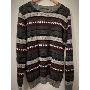 Gibson heren trui bordeaux/antra print ronde hals - maat S