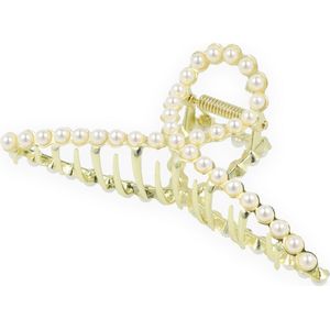 Lajetti - Haarklem Goud met Parels Metaal - Haarclip Dames Bananenklem