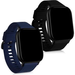 kwmobile 2x armband geschikt voor Huami Amazfit GTS 2 Mini - Bandjes voor fitnesstracker in zwart / donkerblauw