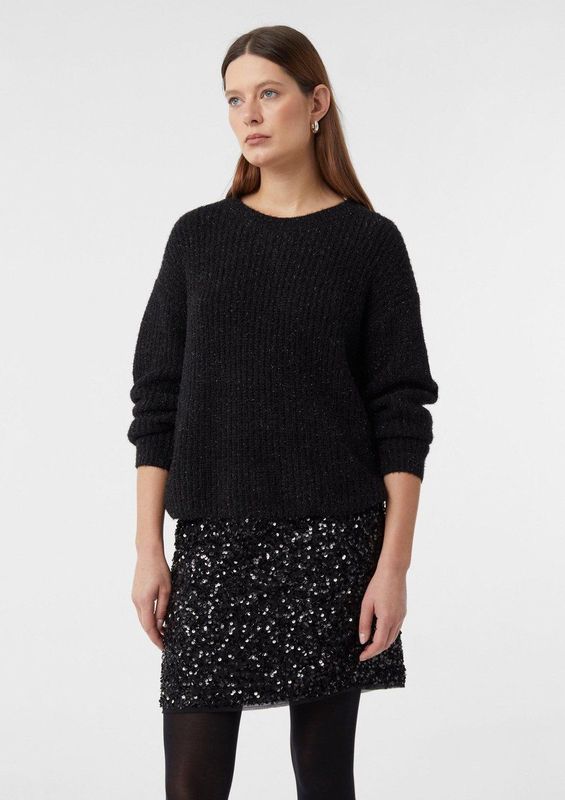 comma - Gebreide Trui - Glittergaren - Cropped - Ronde Hals