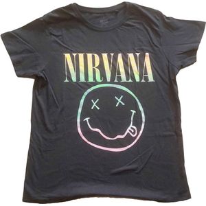 Nirvana - Sorbet Ray Happy Face Dames T-shirt - L - Zwart