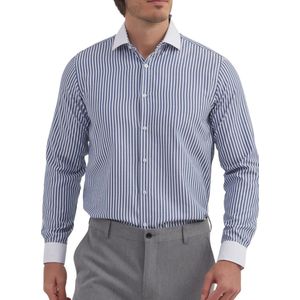 Heren overhemd Met Lange Mouwen - Comfort Fit - Longsleeve Shirt - Maat L - Blauw