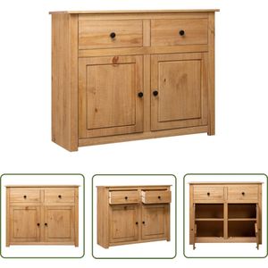 The Living Store Dressoir Panama Range 93x40x80 cm massief grenenhout - Dressoir - Houten Dressoir - Rustic Dressoir - Vintage Dressoir - Salontafel
