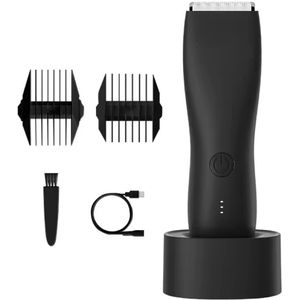 Trimmer voor lichaamshaar voor mannen, scheerapparaat voor vrouwen, epilator, bikinilijntrimmer, scheerapparaat voor liezen en lichaam, baardscheerapparaat voor armen, zwart (met voet)