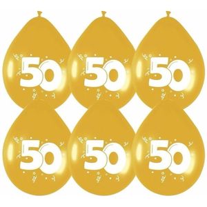 12x Gouden ballonnen thema 50 - Feestartikelen Abraham/Sarah