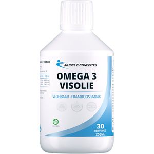 Omega 3 visolie - Visvetzuren - Framboos smaak - 250ml | Muscle Concepts