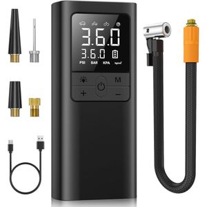 Draagbare Luchtcompressor 150PSI - Bandenpomp met Bandenspanningsmeter, Dual Display en LED Licht voor Auto en Fiets