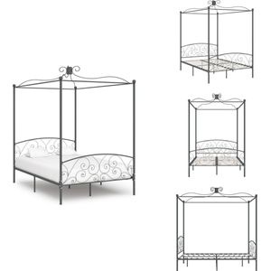 vidaXL Bedframe - Bedframes - Bed - Bedden - Hemelbedframe metaal grijs 120x200 cm