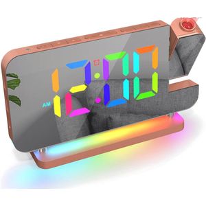 Digitale Projectiewekker met RGB Nachtlampje en USB Oplaadpoort voor Slaapkamer