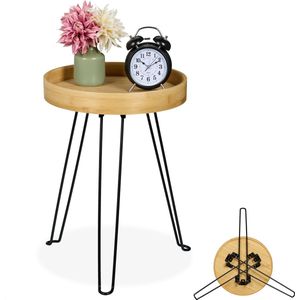 bijzettafel - 47,5x38x38 cm - bamboe - metaal - hairpin poten