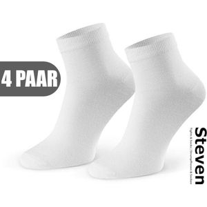 STEVEN - 72% Bamboe Sneakersokken EU MADE - Enkelsokken Heren Maat 44 45 46 - Multipack 4 Paar - Effen Wit - Naadloze Herensokken - Comfort Kwaliteit Duurzaamheid