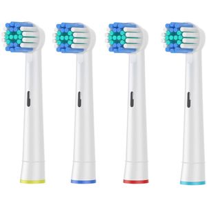 Vervangende borstelkoppen - geschikt voor Braun Oral-B elektrische tandenborstel modellen 4731, 4728, 4739, 3709, 3728, 3738 - zachte reiniging - beschermt de gezondheid van het tandvlees - 4-pack - Wit