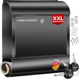 KESSER - Brievenbus RVS XXL - Wandbrievenbus Zwart - Inclusief Bevestigingsmateriaal