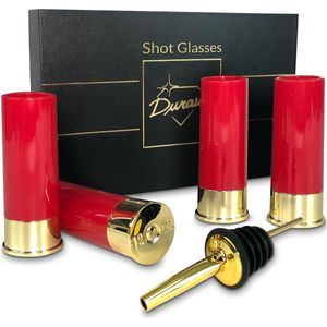 12 Cartridge Case Shot Glasses Set van 4 Cartridge Sleeve Shot Glasses Alcohol Pourer Geweldig cadeau-idee Drinkglas Set voor mannen Mini-bekers voor Whisky Rum Tequila Likeur Novelty Gifts