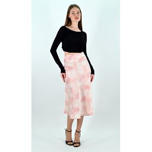 YesMooi - Satijnen Midirok - Lichtroze - Palmprint - S (36)
