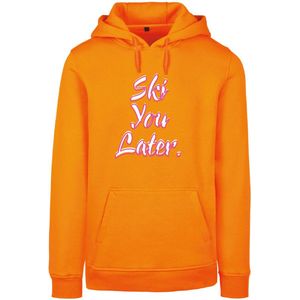 Wintersport hoodie oranje M - Ski you later - soBAD. | Foute apres ski outfit | kleding | verkleedkleren | wintersporttruien | wintersport dames en heren