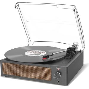 Draaitafel met Draadloze Luidsprekers en Bluetooth Verbinding – 3-Snelheden Vinyl Platenspeler met Auto-stopfunctie