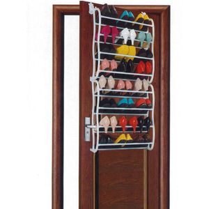 Hangend Schoenenrek 8 Laags voor 24 paar Schoenen - Hangende Schoenenkast voor aan de deur - Schoenenrek Metaal - Wit