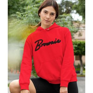 Blondie & Brownie Hoodie Premium Red Black (Brownie - Maat L) | BFF Koppel Sweater | Best Friends Forever