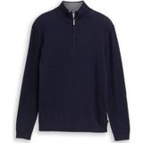 TOM TAILOR - Trui - Donkergrijs - Knitwear - Halve Rits