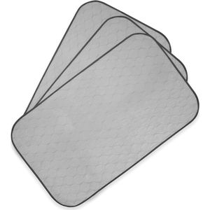 Zeer absorberende, herbruikbare en wasbare trainingspads voor huisdieren met waterdichte onderkant (3 stuks), grijs, geschikt voor standaard kooi, M 83,8 cm x 50,8 cm (3 stuks)