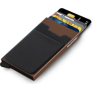 Walletstreet Uitschuifbare Pasjeshouder Plus - Walletstreet Aluminium Creditcardhouder Card Protector Anti-Skim/ RFID Card Protector 7 Pasjes – Bruin/Brown