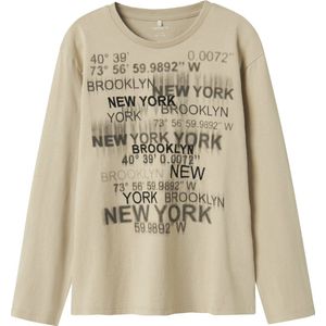 Name It - Nkmnorth Ls Nreg Top Box - T-shirt - Island Fossil - Kinderen