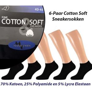 6-Paar Zachte Katoenen Sneakersokken in Wit Kleur-Maat 40-46