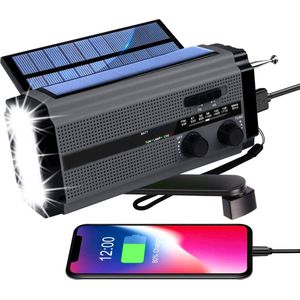 NoodRadio Multifunctionele Noodradio - 5000MAH - Solar Opwindbaar en batterij - Dab - Survival Noodpakket - Zaklamp Oplaadbaar - Noodpakket – Noodrantsoen