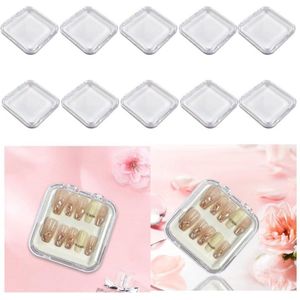 10-Pack - Transparante acryl opbergdoos voor opdrukbare nagels,2.95 x 2.95inch mini-displaystandaard voor thuisgebruik (transparant)