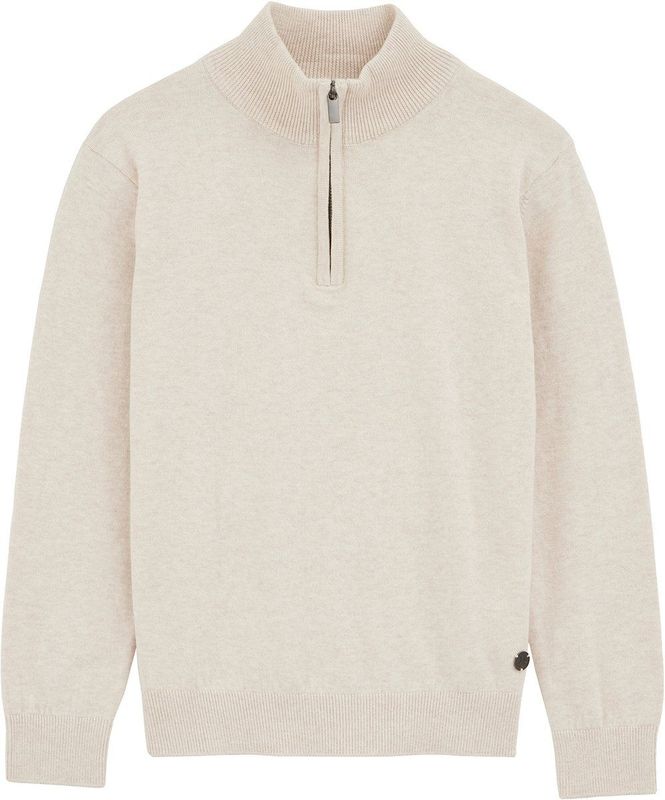 WE Fashion - Fijn Gebreide Trui - Ecru - Lange Mouw - Katoen