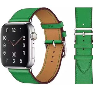 UrbanGoods - Horloge band - Geschikt voor Apple Watch - Echt Leer - 42 / 44 / 45 mm - Groen - Series  4 5 6 7 SE - Smartwatch iWatch