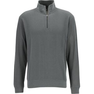 BOSS - Structure Half Zip - Heren Lounge Trui - Grijs-Groen