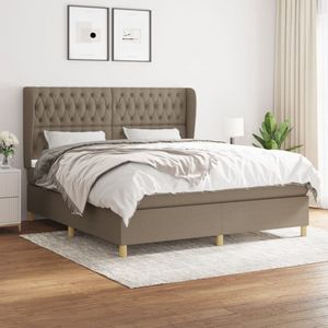 The Living Store Boxspringbed - Pocketvering - 180x200 cm - Taupe/wit