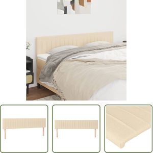 The Living Store Hoofdbord Bed - 200 x 5 x 78/88 cm - Crème - Verstelbare Hoogte - Houten Poten