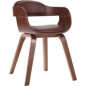 Eetkamerstoel Kunstleer en Gebogen Hout - Comfortabel en Trendy